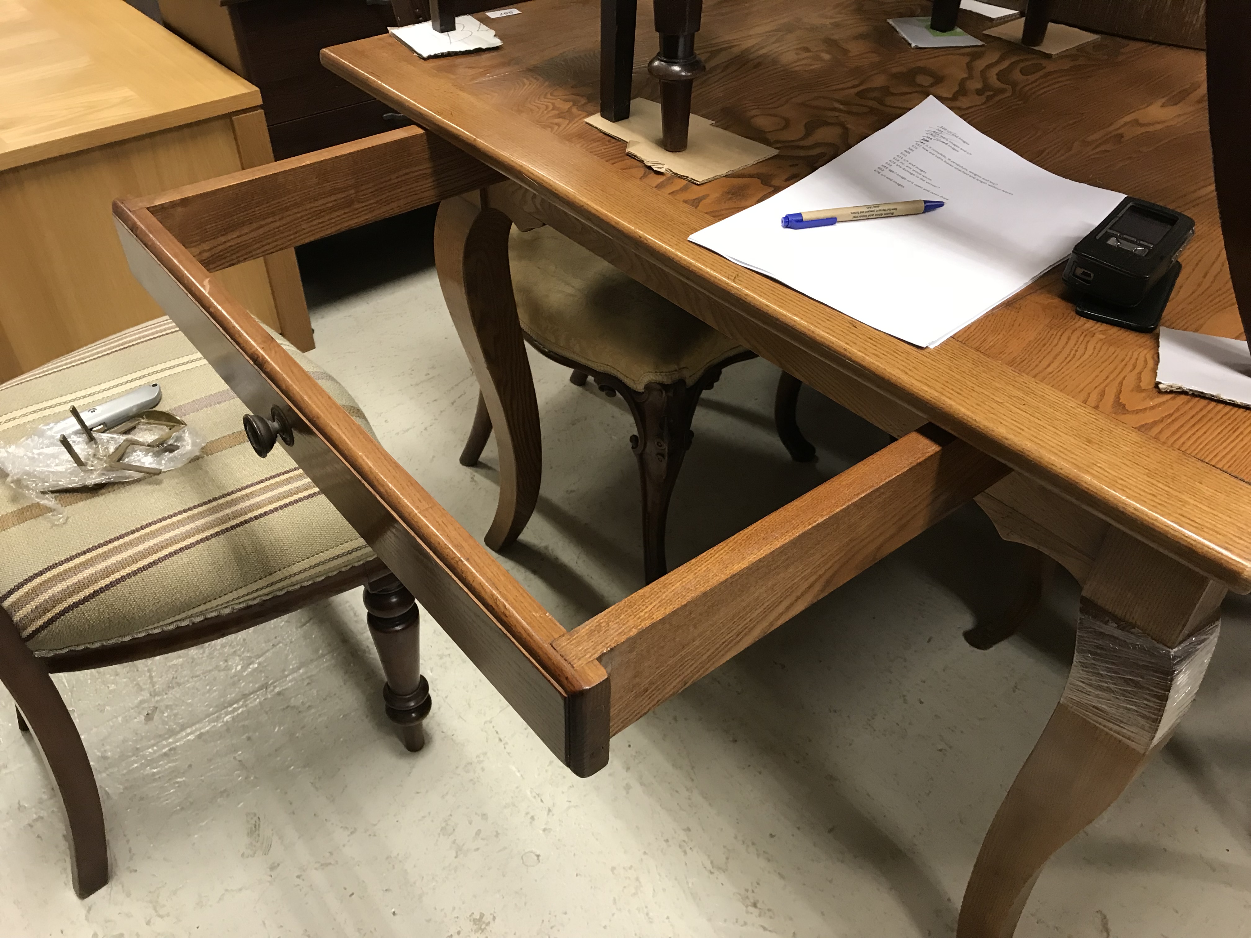 A modern oak farmhouse style kitchen table in the French manner attributed to I and JL Brown of - Image 14 of 16