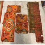 A collection of six various Turkish Ushak carpet fragments