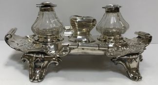 A Victorian silver desk stand,