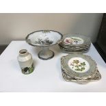 A collection of ceramics to include a 19th Century hand painted dessert set comprising six