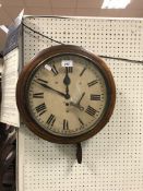 A 19th Century mahogany framed wall dial, the chapter ring with Roman numerals,