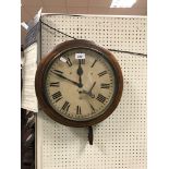 A 19th Century mahogany framed wall dial, the chapter ring with Roman numerals,