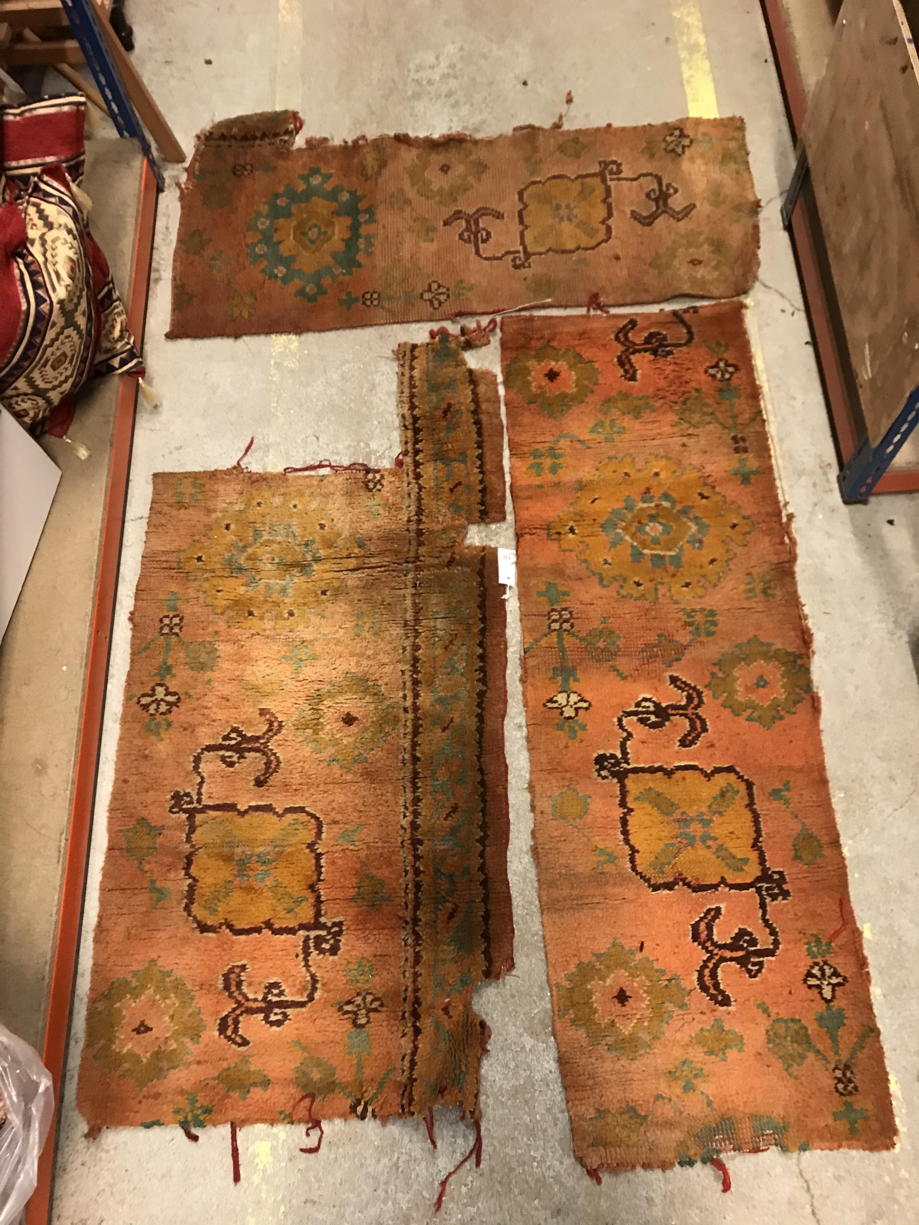 A collection of six various Turkish Ushak carpet fragments - Image 2 of 2