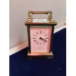 A brass five glass carriage clock, the w