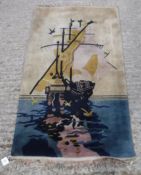 An Art Deco Chinese rug with ship design