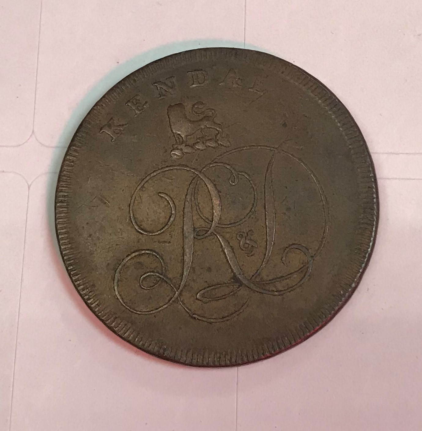 A copper token by William Lutwyche - pen - Image 2 of 2