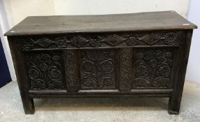 A late 17th Century oak coffer, the two