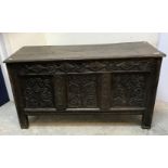 A late 17th Century oak coffer, the two