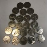 A collection of Olympic 50p pieces inclu
