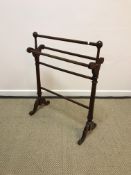 Four circa 1900 ebonised rush seat stick