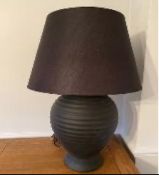 Large stylish lamp with black base: height 30 inches.