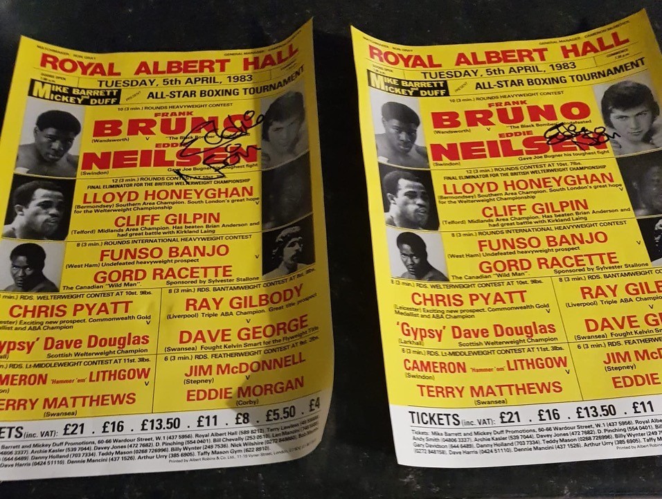 Signed Poster - Boxing at the Royal Albert Hall 5th April 1983 Frank Bruno v Eddie Neilsen.