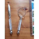 Ornate Letter Opener and Magnifying Glass Set. Donated by Alan Rice-Smith.