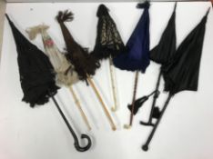 A collection of seven Victorian and later parasols,