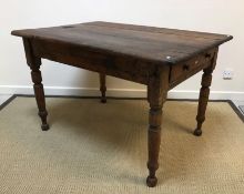 A Victorian pine farmhouse style kitchen table,