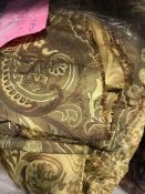 A large amount of silk type gold coloured fabric with acanthus style decoration,