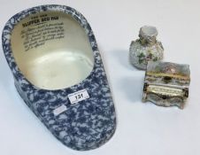 An S Maw Son & Thompson of London "The New Slipper Bed Pan" with flow blue scrolling foliate