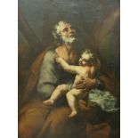 FRANCESCO BOCCACCINO (1680-1750) "Saint Joseph with child upon his lap", oil on canvas, unsigned,