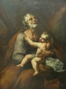 FRANCESCO BOCCACCINO (1680-1750) "Saint Joseph with child upon his lap", oil on canvas, unsigned,