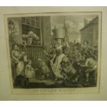 AFTER WILLIAM HOGARTH "The Enraged Musician", black and white engraving,