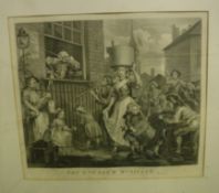 AFTER WILLIAM HOGARTH "The Enraged Musician", black and white engraving,