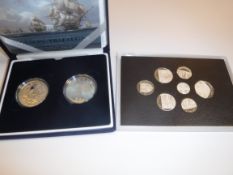 A 2005 200th Anniversary of Nelson at Trafalgar Royal Mint commemorative silver proof two crown set,