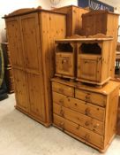 A pine chest of two short over three long drawers, 91 cm wide x 50 cm deep x 86 cm high,