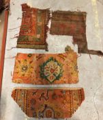 Six various vintage Turkish Ushak carpet fragments