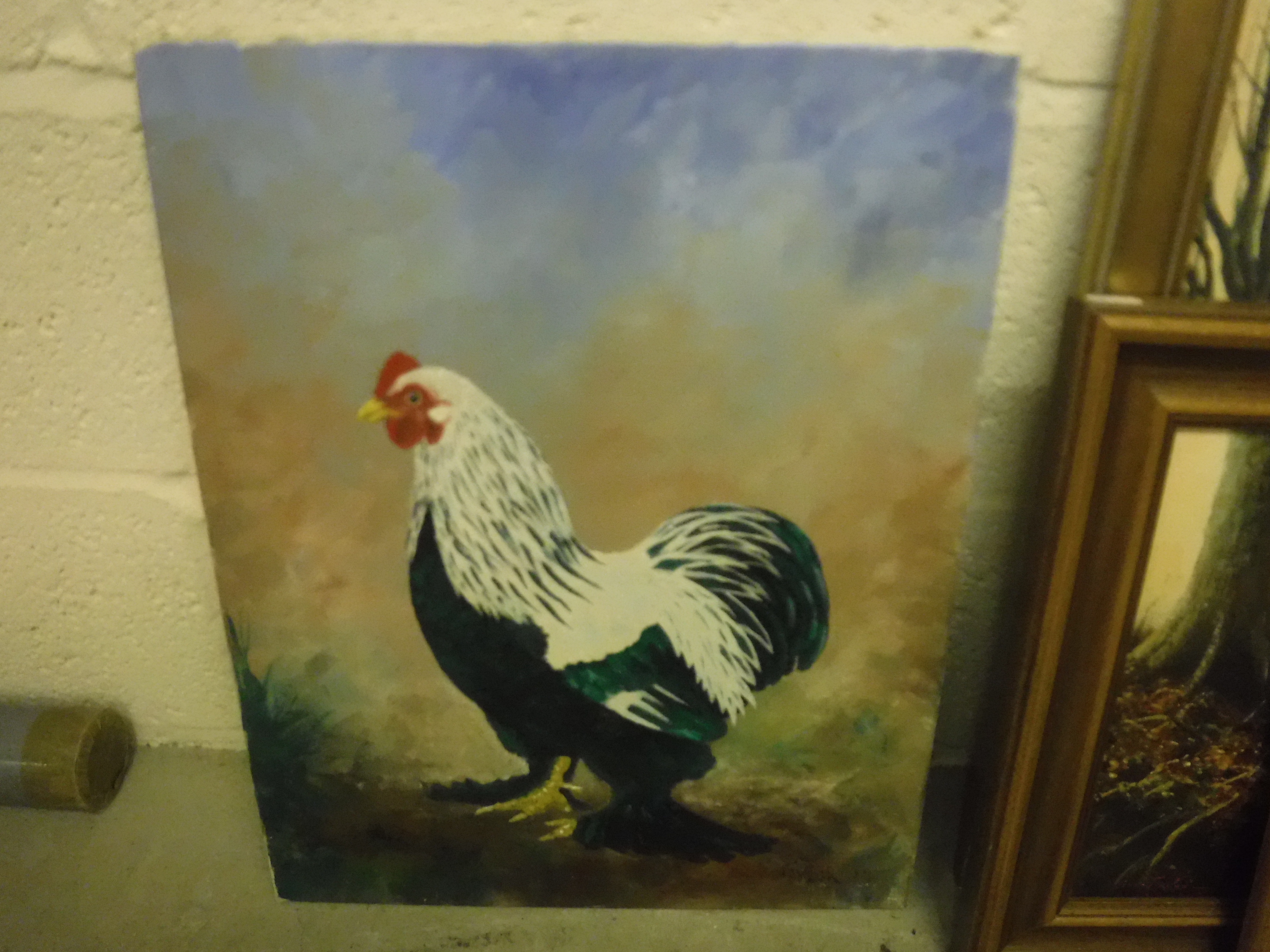 BEV TAYLOR "Chickens in a farmyard", oil on canvas, signed and dated '88 lower right, - Image 2 of 2