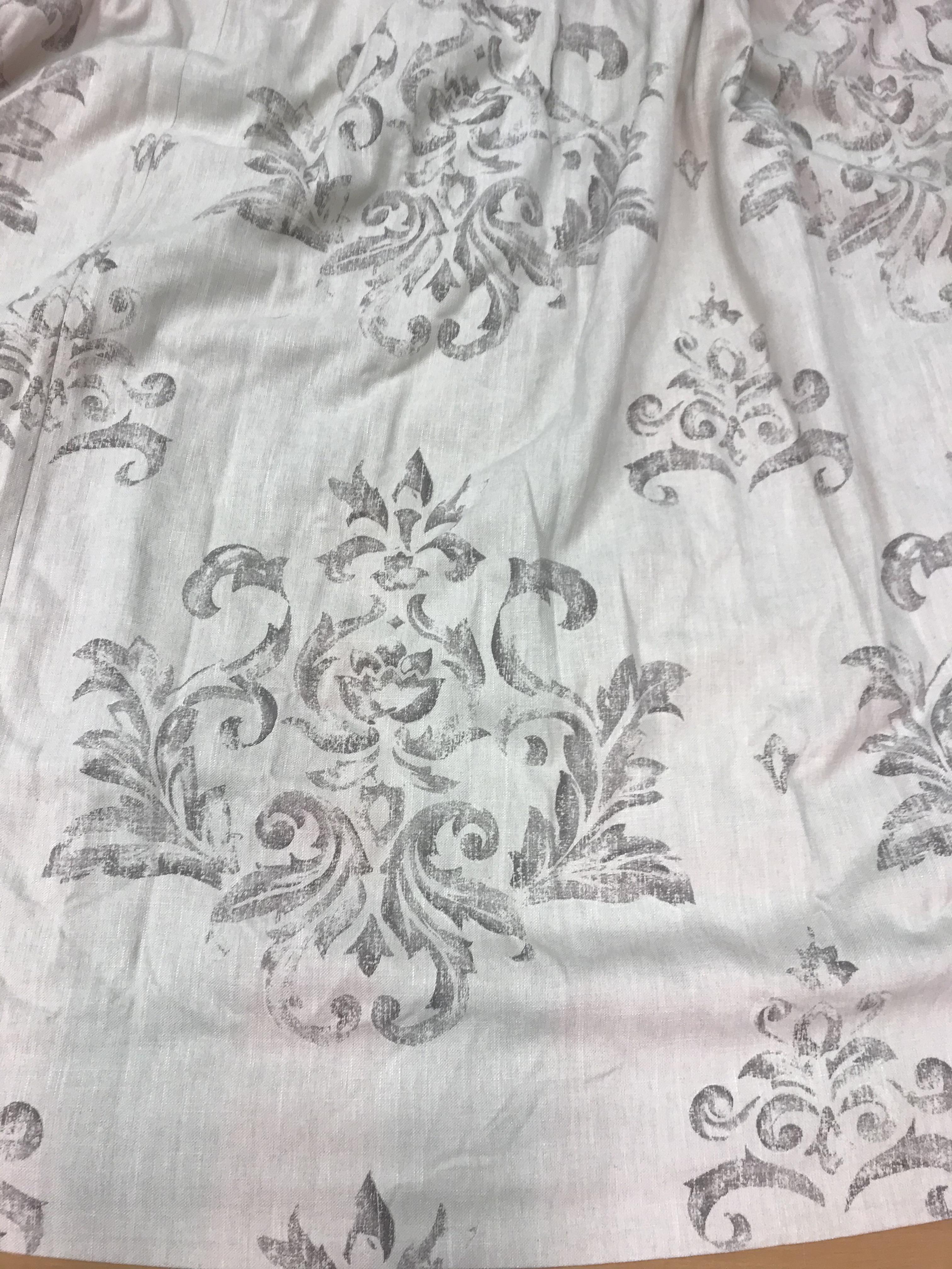 Two pairs of linen type grey ground foliate decorated interlined curtains, - Image 2 of 4