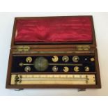 A box of various scientific instruments and apparatus,