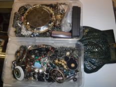 Two boxes of assorted modern costume jewellery,