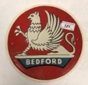 A modern painted cast metal sign "Bedford" 23 cm