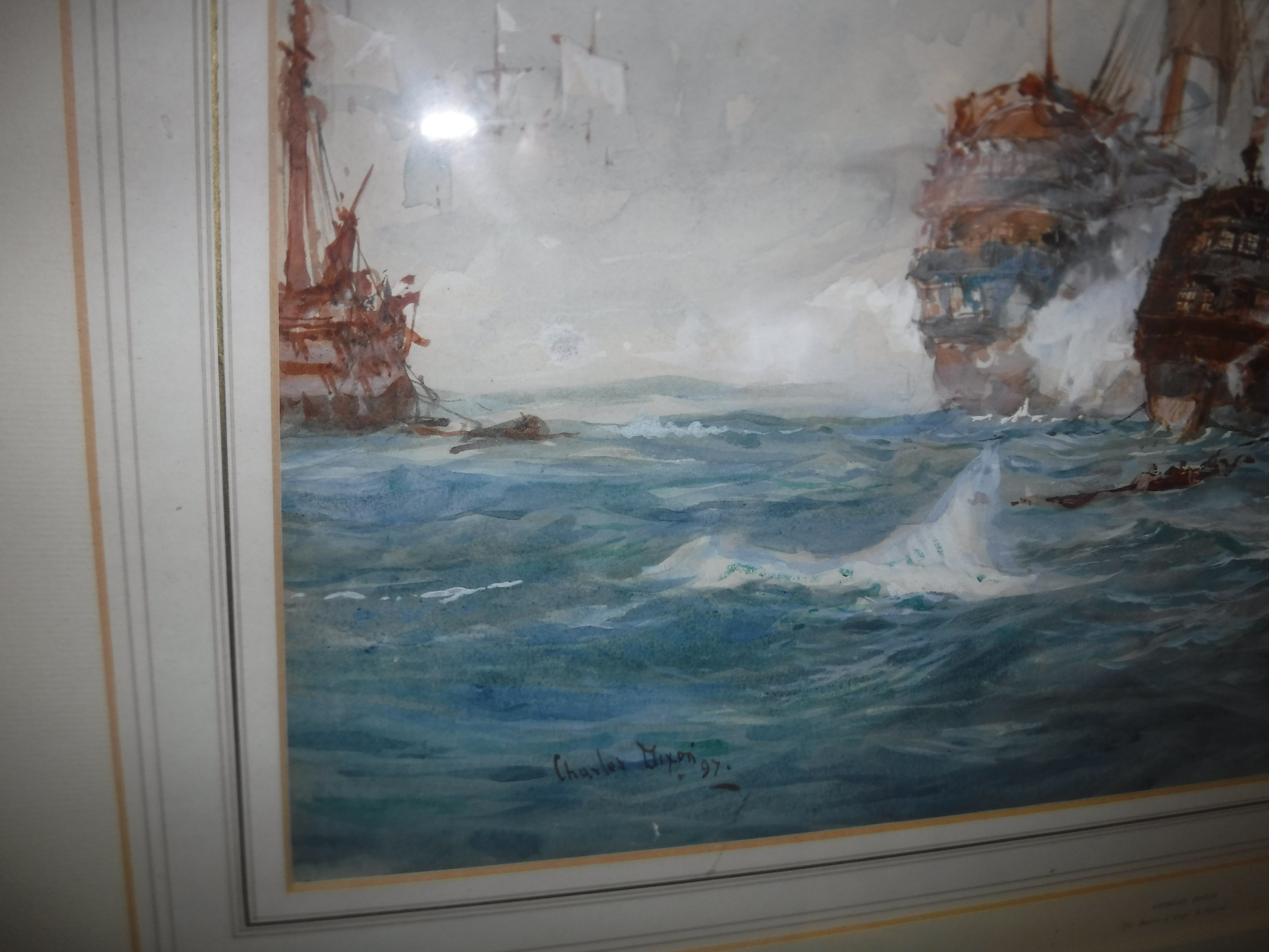 CHARLES EDWARD DIXON (1872-1934) "The Battle of Cape St. - Image 2 of 20