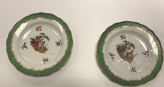 A pair of 19th Century Meissen cabinet plates,