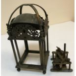 A brass lantern clock style clock case and a German clock movement,