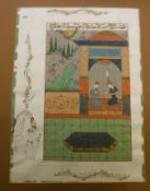 20TH CENTURY MUGHAL SCHOOL "Couple kneeling in a gazebo",