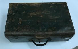 A vintage style painted old steel trunk,