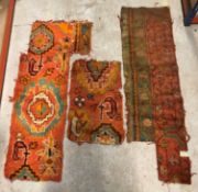 A collection of six various Turkish Ushak carpet fragments