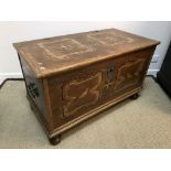 An oak and parquetry-inlaid coffer in the 17th Century style,
