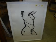 AFTER JANET LYNCH "Nude female torso", a study, black and white etching, limited edition No'd.