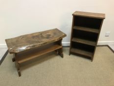 A hand crafted rustic bench / occasional table,