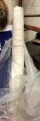 An approx 30m roll of cream watermark silk fabric