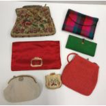 A collection of evening bags to include two beaded examples and an Austrian tapestry example