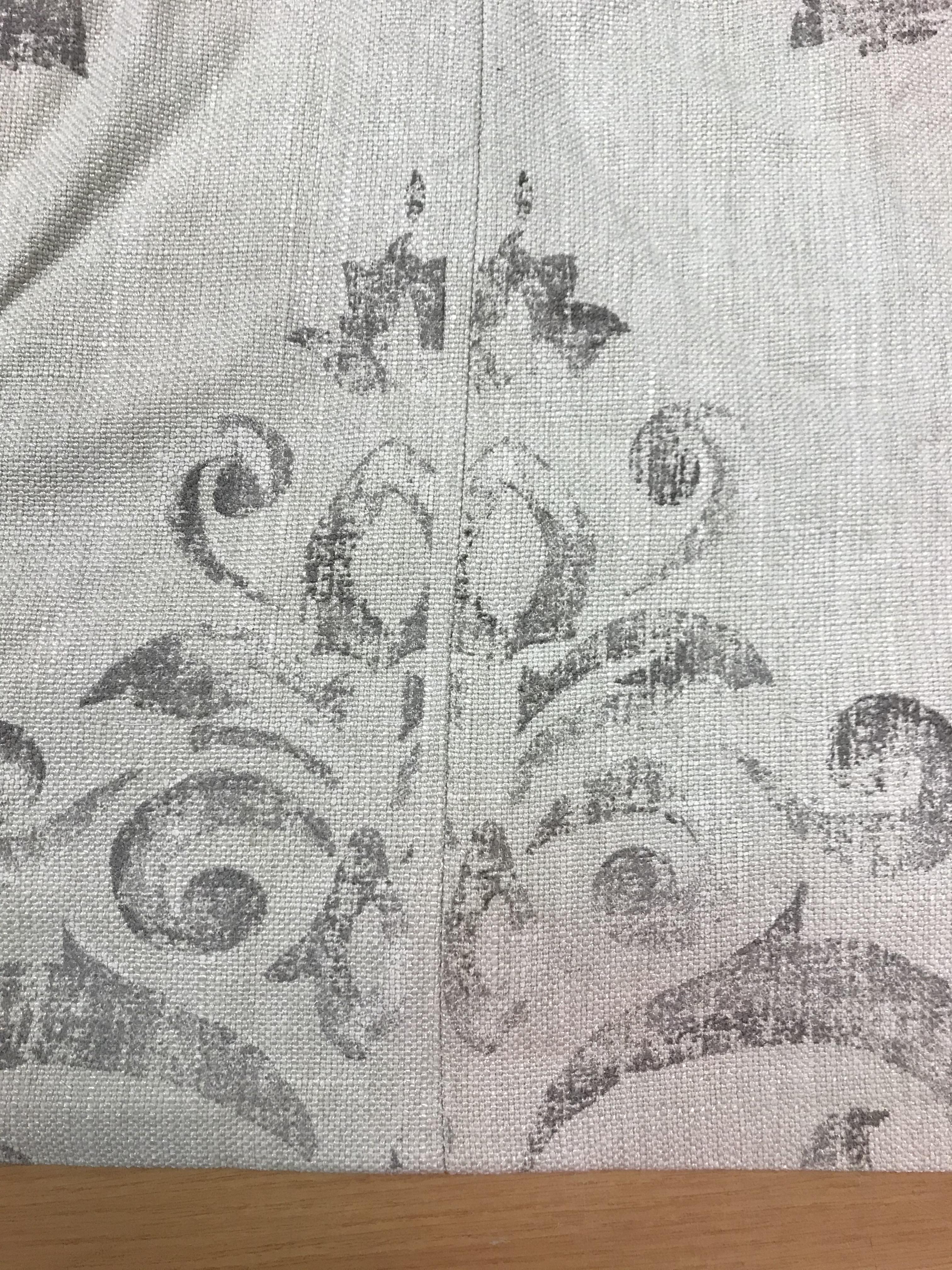 Two pairs of linen type grey ground foliate decorated interlined curtains, - Image 3 of 4