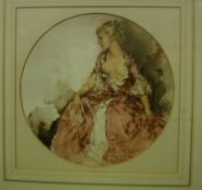 AFTER SIR WILLIAM RUSSELL FLINT "Ray as Madame Pompadour", colour print, within circular mount,