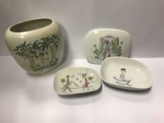 A collection of Rosenthal 5 pieces of porcelain depicting scenes AFTER PEYNET including risque soap