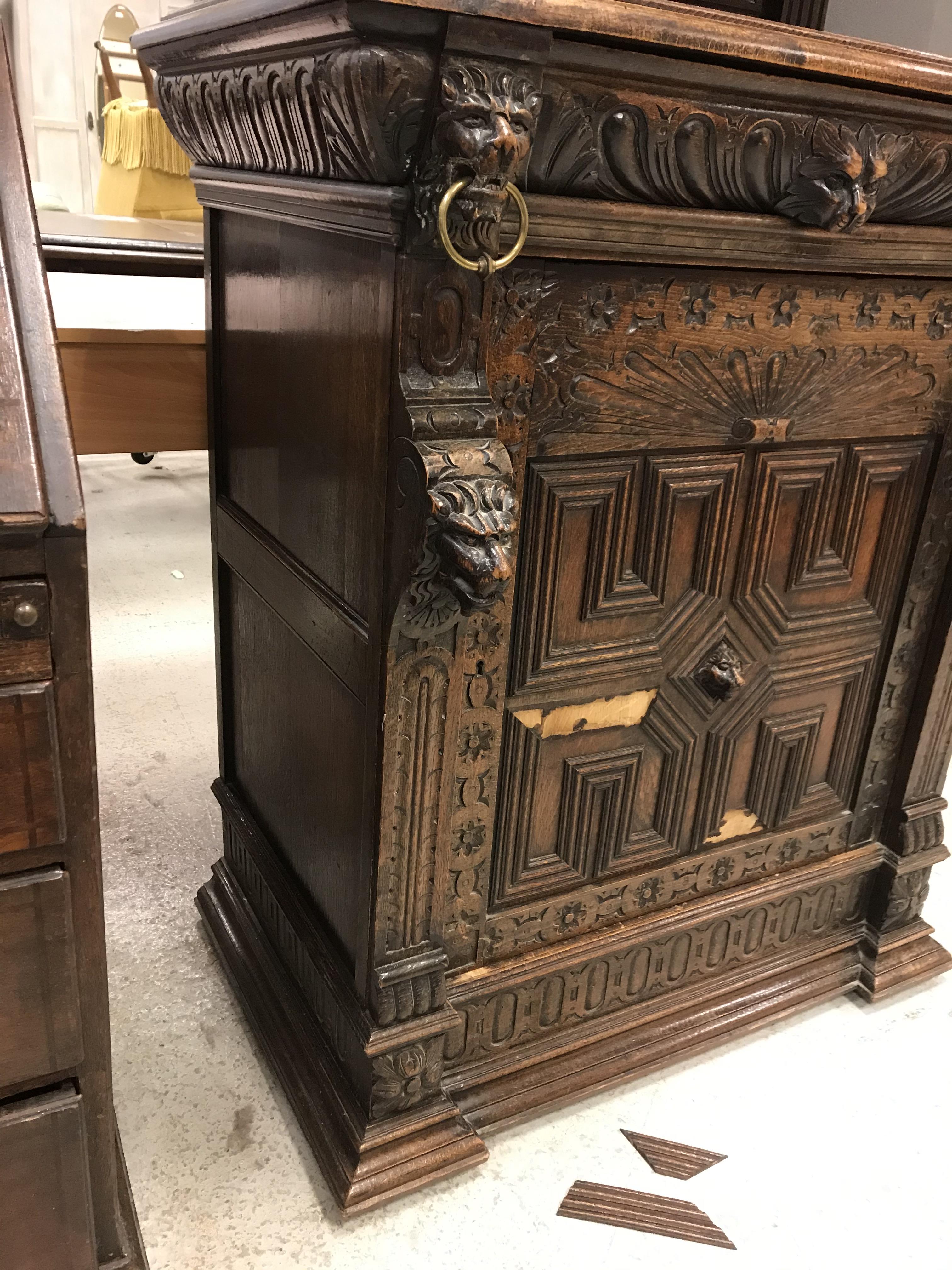 A Victorian carved oak Gothic Revival cabinet, - Image 3 of 24