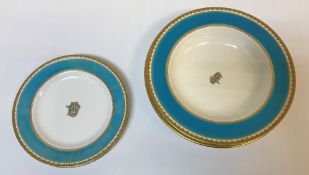 A late 19th Century Copeland's china / Spode Copeland turquoise banded and gilt decorated part