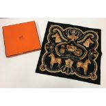 An Hermes "Paperoles" silk handkerchief designed by Claudia Stuhlhofer-Mayer, boxed,